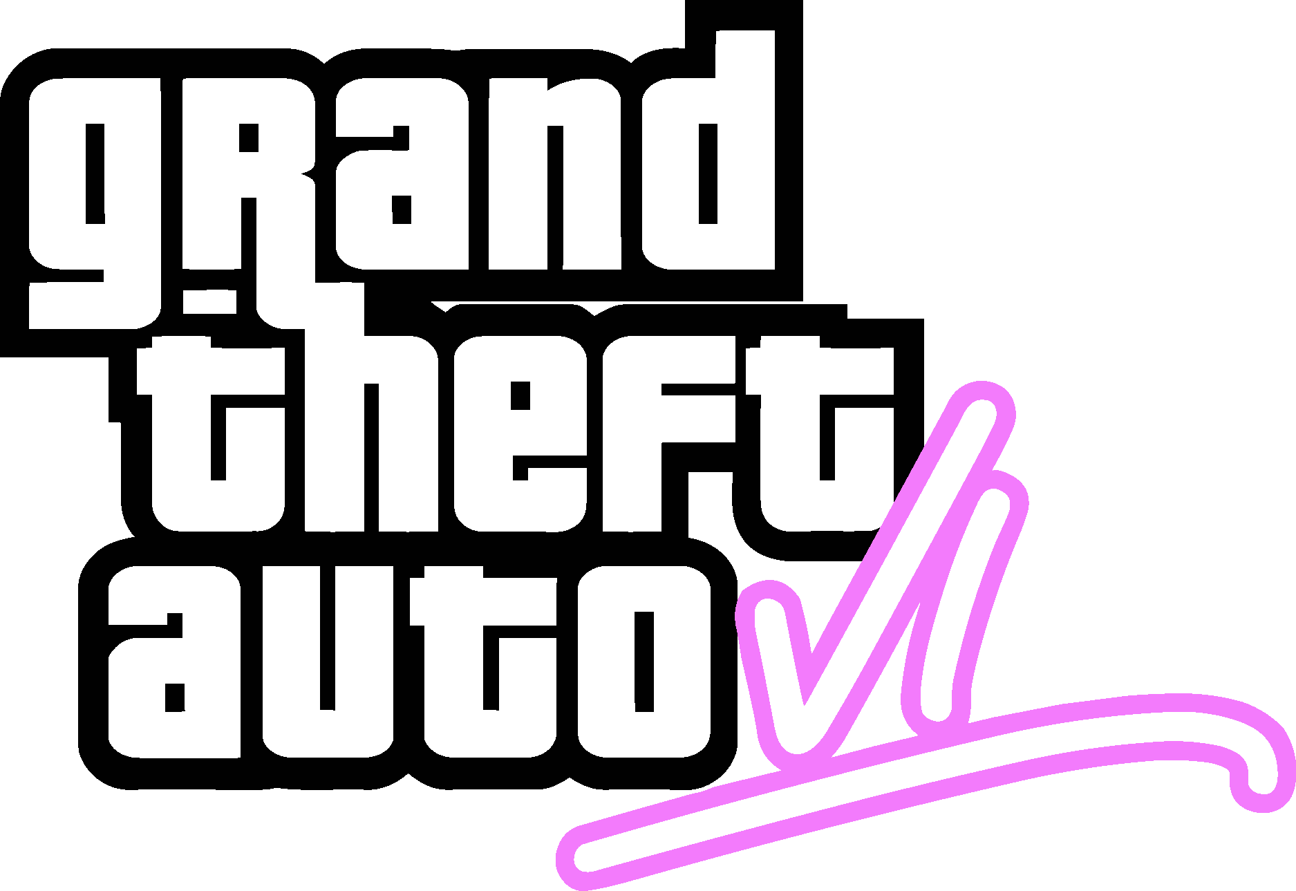 Grand Theft Auto 6 Logo Png Cutout (black, lavender, white, silver)