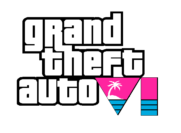 Grand Theft Auto 6 Logo Png File (indigo, gray, white, black, purplish red)