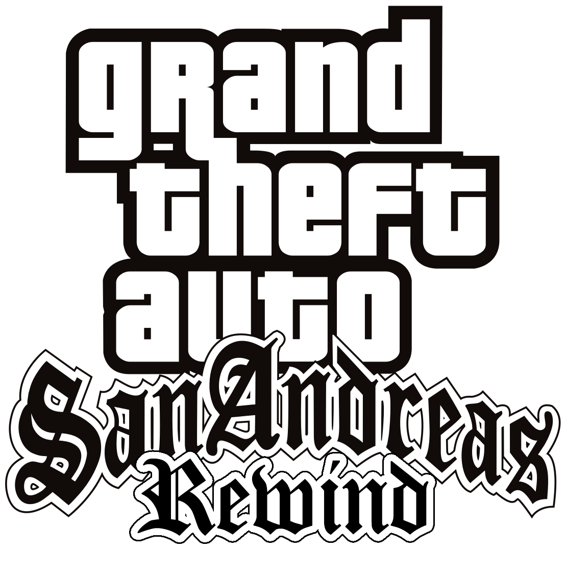 Grand Theft Auto San Andreas Logo Png Pic (black, silver, lavender, white)