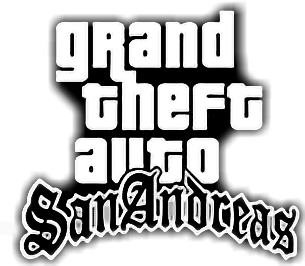 Grand Theft Auto San Andreas Logo Png (black, gray, silver, white)