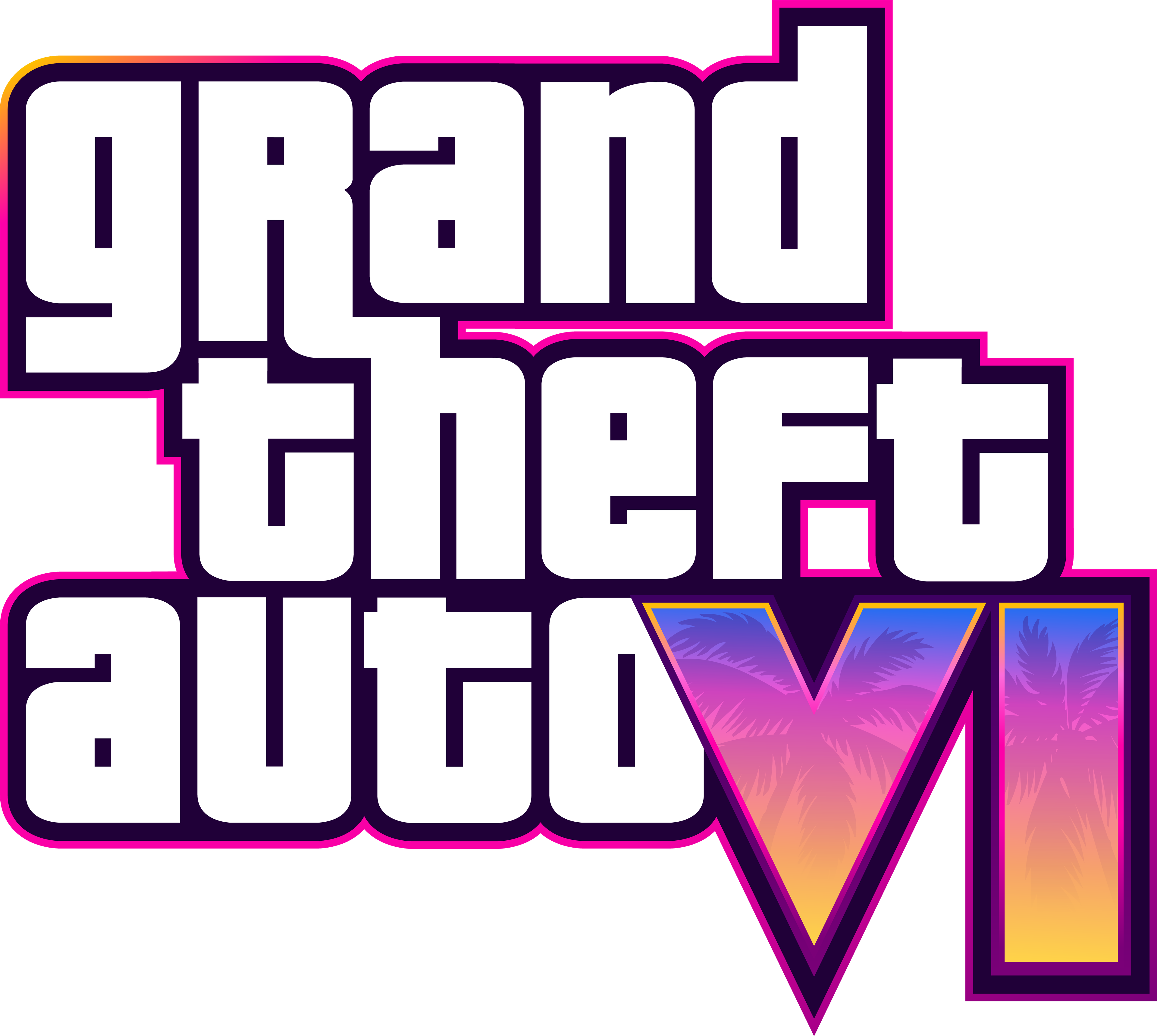 Grand Theft Auto Vi Logo Png File (black, white, lavender, silver)