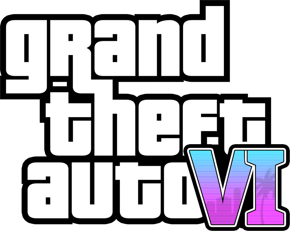 Grand Theft Auto Vi Logo Png File (black, lavender, white, silver)