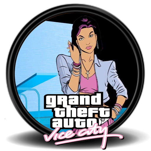 Grand Theft Auto Vice City Logo Png Pic (black, salmon, silver, white)