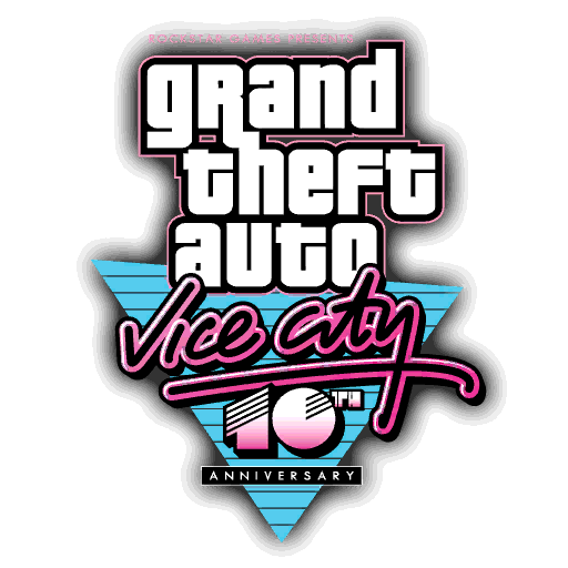 Grand Theft Auto Vice City Logo Png (white, gray, lavender, black, silver)