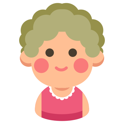 Grandma Happy (chocolate, gray, black, salmon, pink)