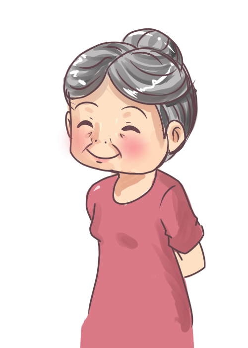 Grandmother Png Image (beige, black, salmon, pink)