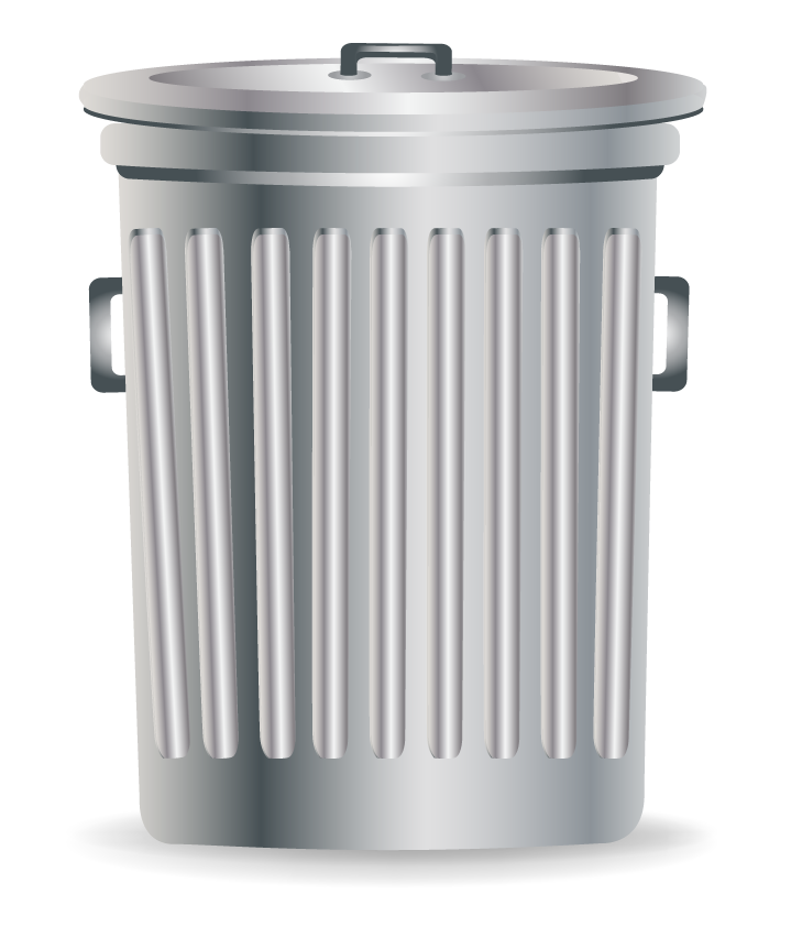 Trash Silver Bin Png Transparent Image (black, silver, lavender)