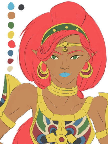 Urbosa Png Image (black, salmon)