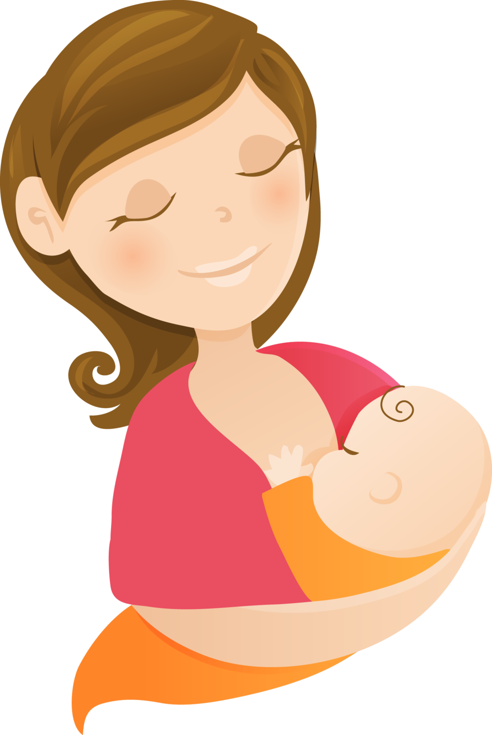 Breastfeeding Mother Transparent Background (black, pink, salmon, orange, olive)