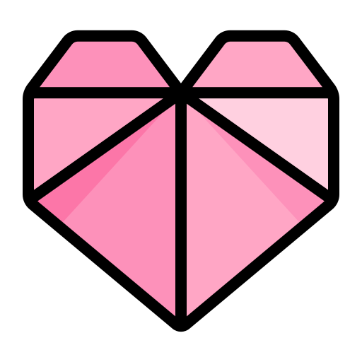 Creative Heart Origami Paper Craft Icon Free Png Icon Download (salmon, black, plum, pink, purple)