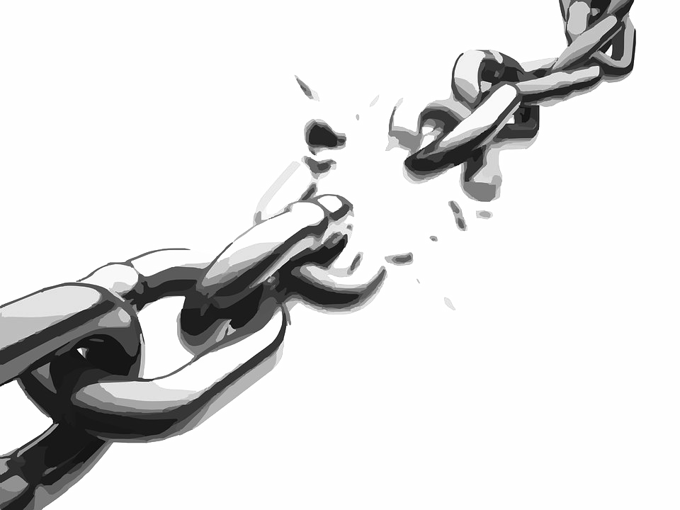 Freedom Broken Chain Png (black, white)