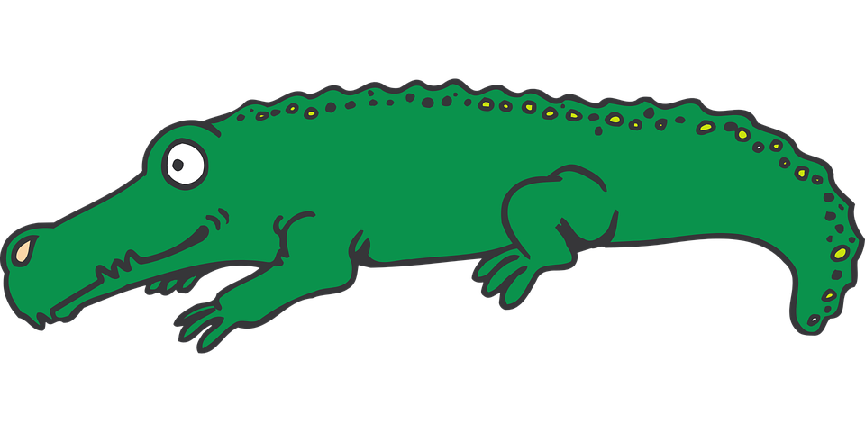 Green Alligator Png File (black, teal)