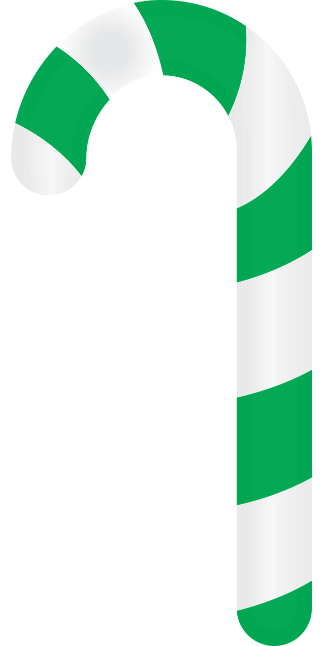 Green Candy Cane Png Image (black, silver, teal)