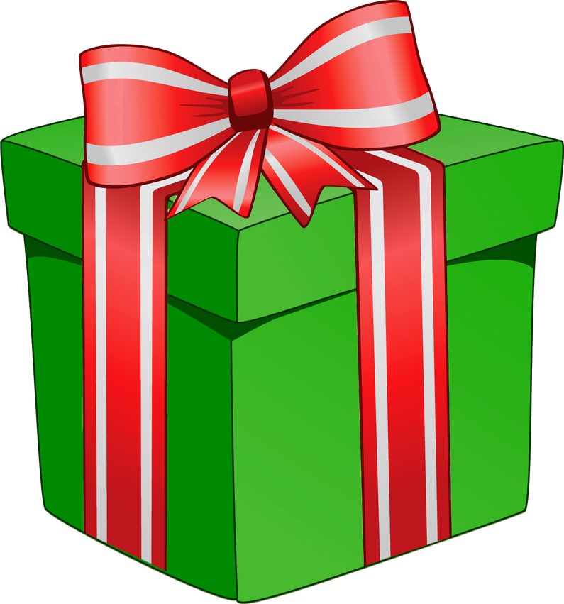 Green Christmas Gift Png Transparent Picture (black, olive, green)