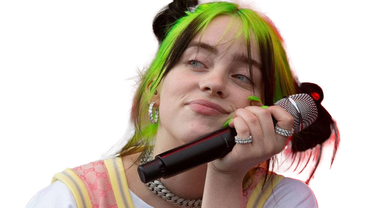 Green Hair Billie Eilish Png Image (black, lavender)