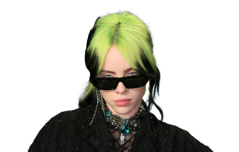 Green Hair Billie Eilish Png Photos (black, white)