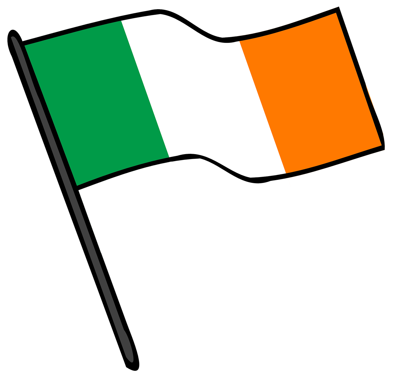 Ireland Flag Waving Png File (black, teal, orange, white)