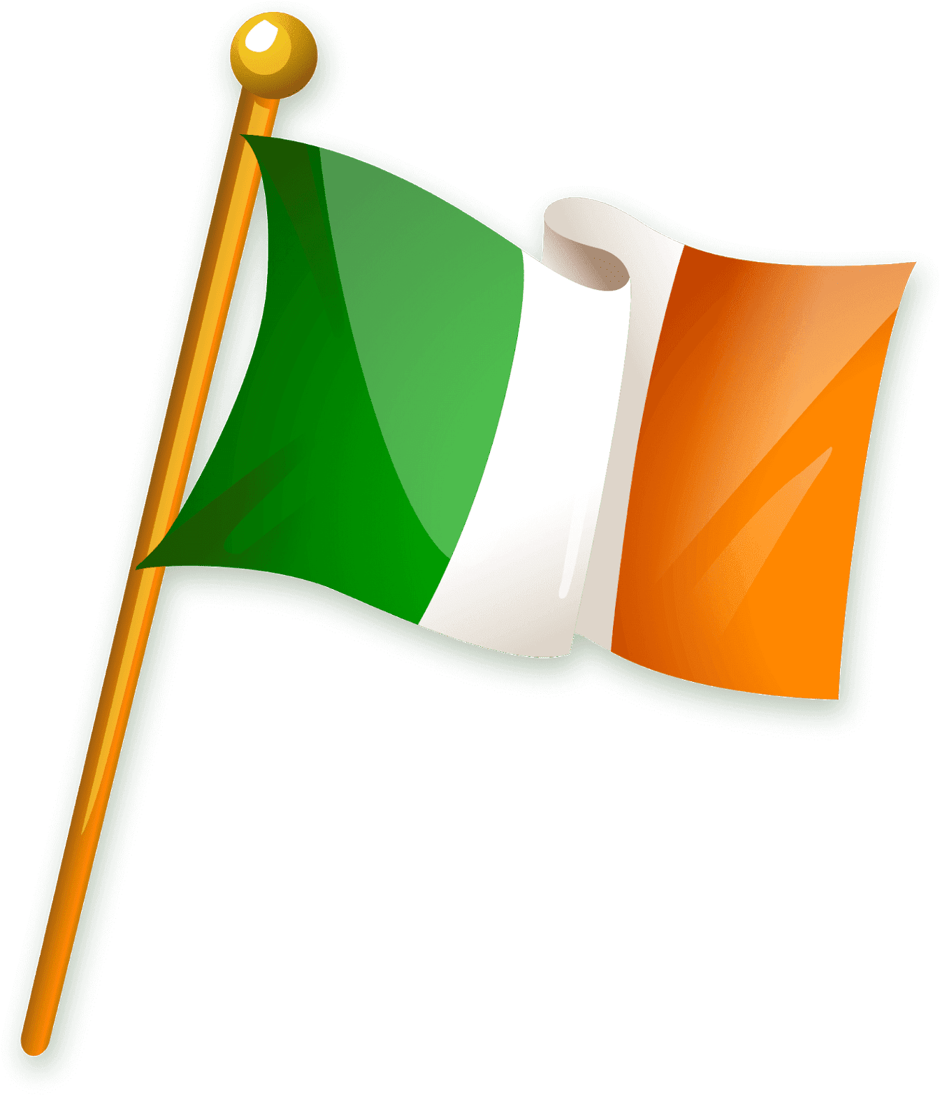 Ireland Flag Waving (gray, orange, white, black, green)