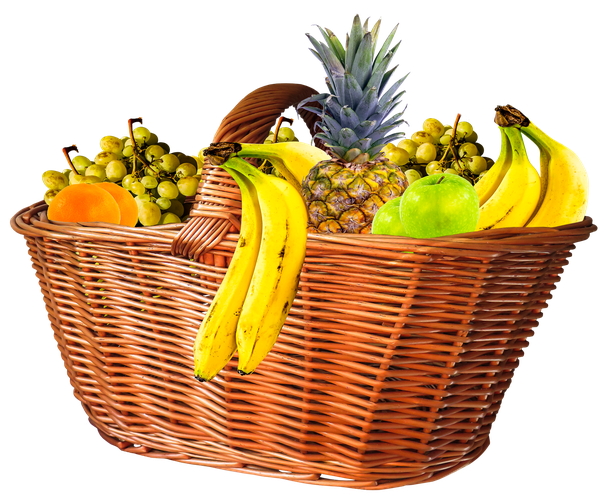 Fresh Fruit Basket Transparent Png (black, gold, yellow)