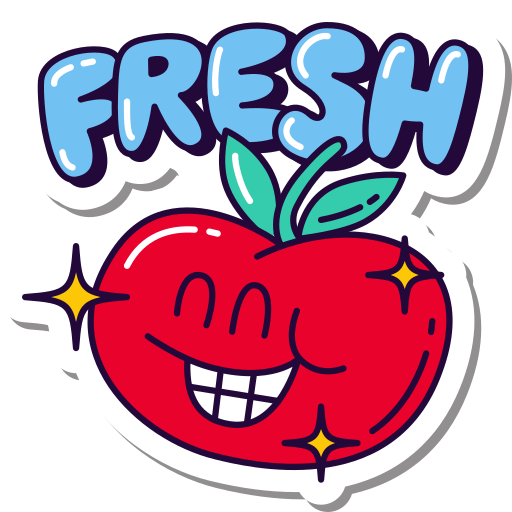 Fresh Apple Cool Trendy Hehy Sticker Icon Free Transparent Png Icon Download (red, silver, black, white)