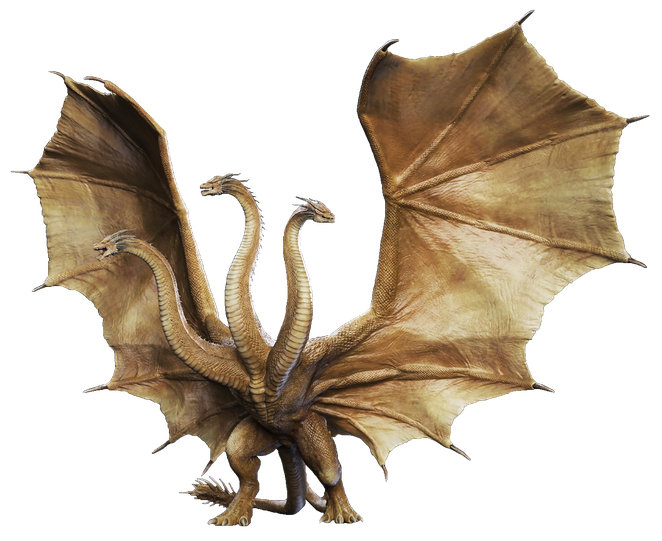 Cretaceous King Ghidorah Transparent Background (black)