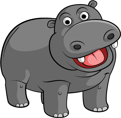 Grey Hippo Png Image (black, gray)