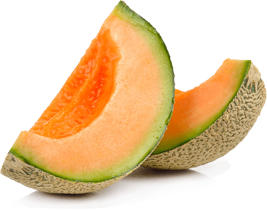 Organic Cantaloupe Slices Png Image (beige, white, lavender, black, salmon)