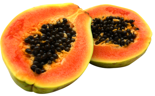 Organic Half Papaya Png Picture (chocolate, black, salmon)