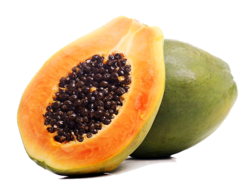 Organic Half Papaya Transparent Background (black, orange, salmon)