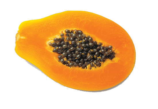 Organic Half Papaya Transparent Png (white, chocolate, orange)