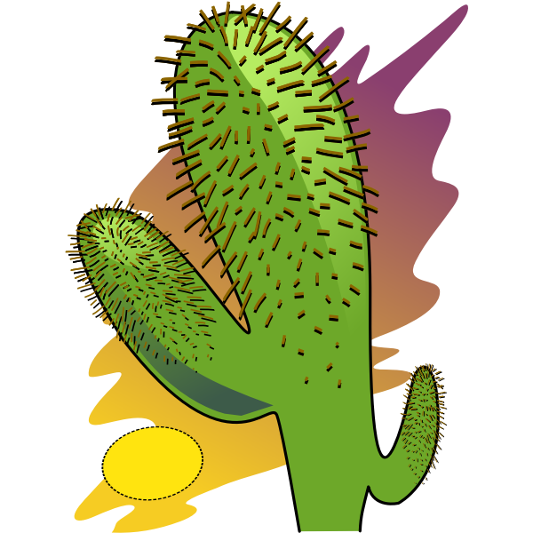 Prickly Cactus Plant Vector Transparent Png (black, gold, olive, purple)