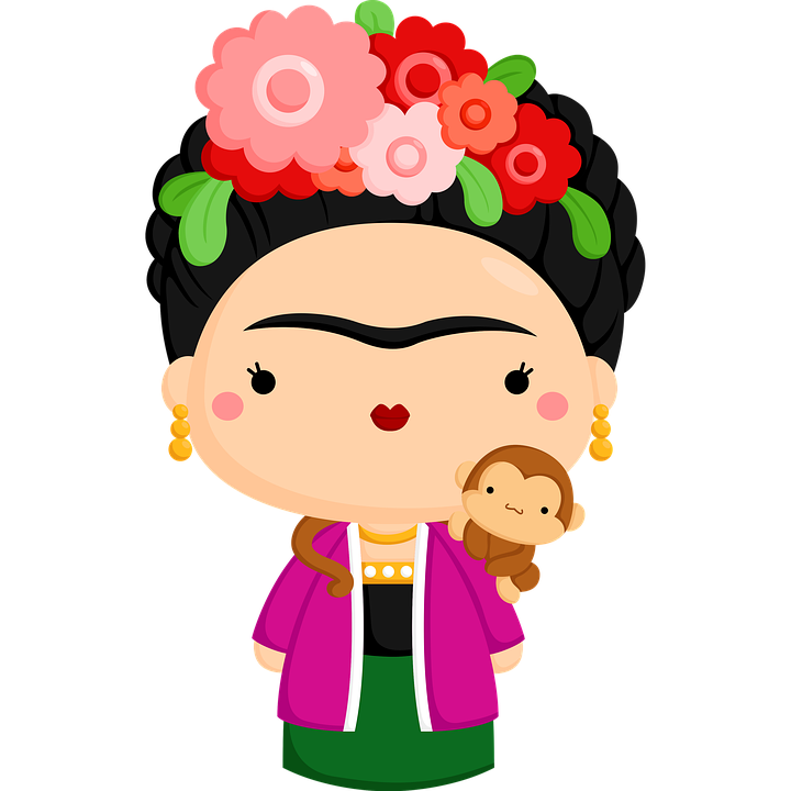 Frida Kahlo Cartoon Png Hd Isolated (salmon, green, purple, black, pink)