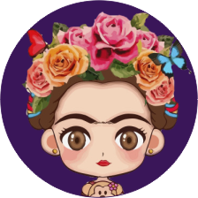 Frida Kahlo Cartoon Png Isolated File (indigo, black, maroon, pink)