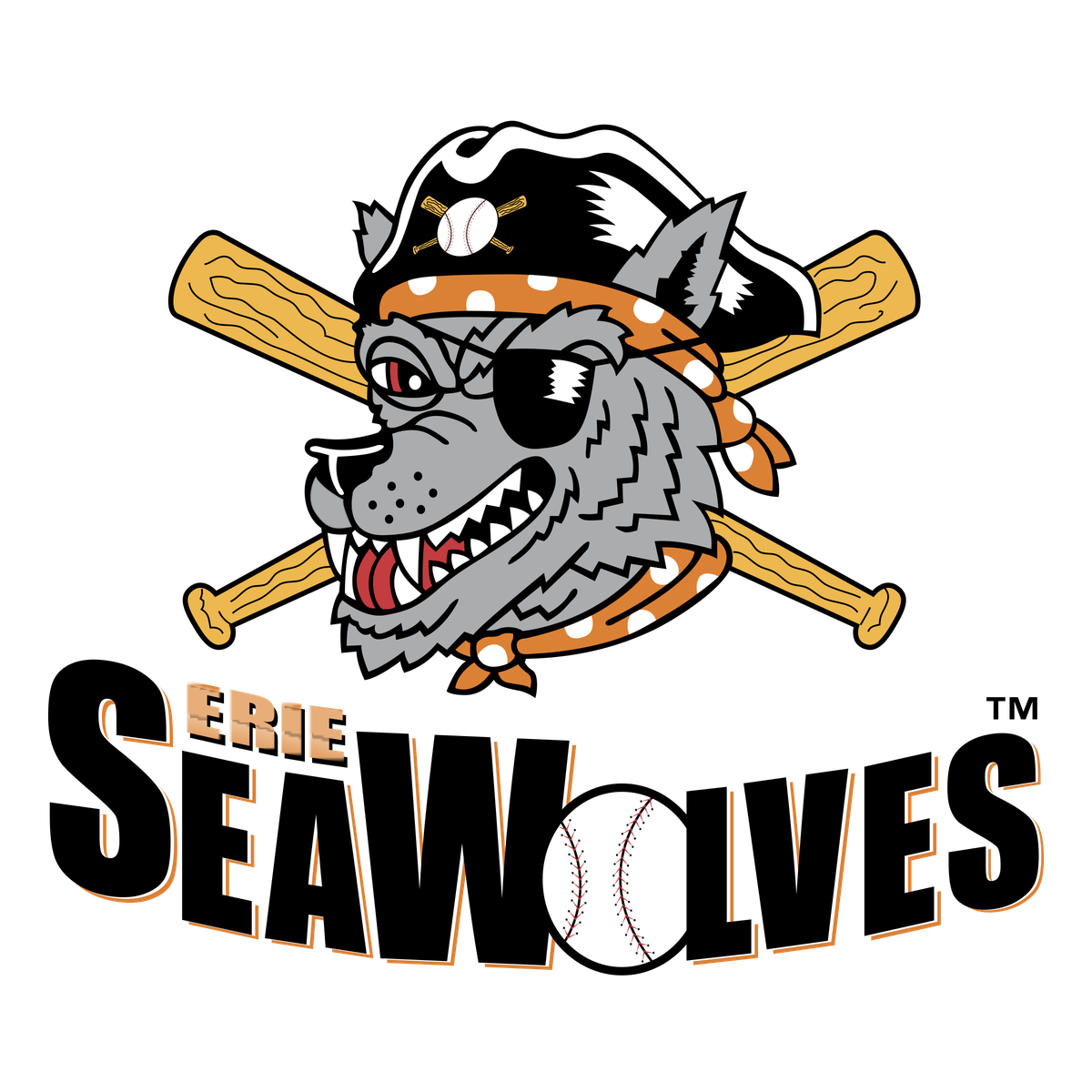 Erie Seawolves Png Hd (black, silver, white)