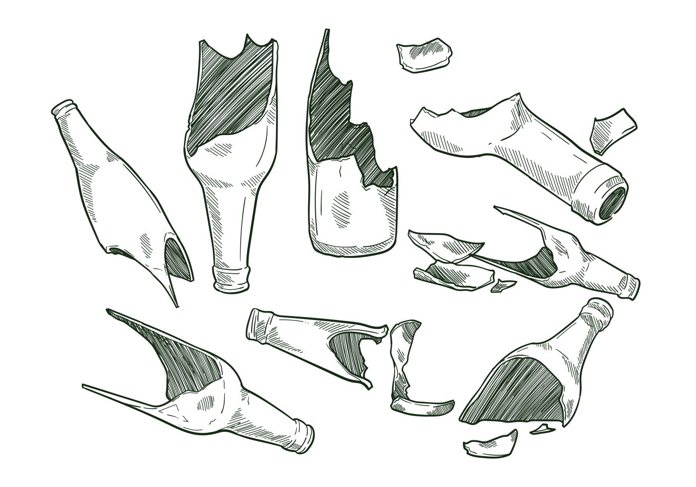 Broken Bottle Png Photo (black)