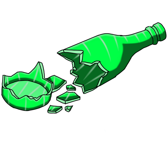 Broken Bottle Png Pic (green, lime, black, gray)