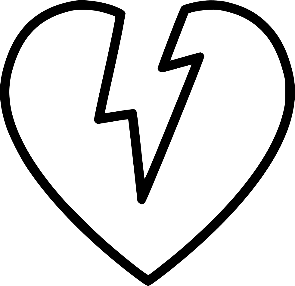 Broken Heart Download Png Isolated Image (white, black)