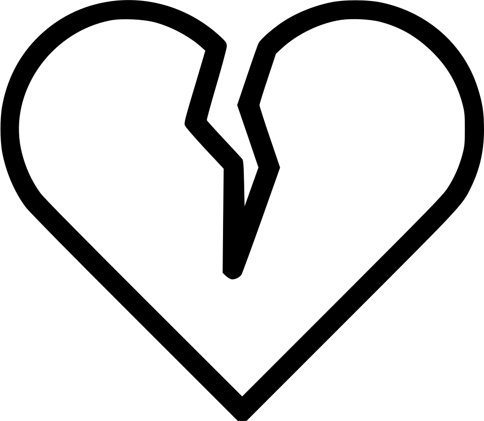 Broken Heart Png File (white, black, gray)