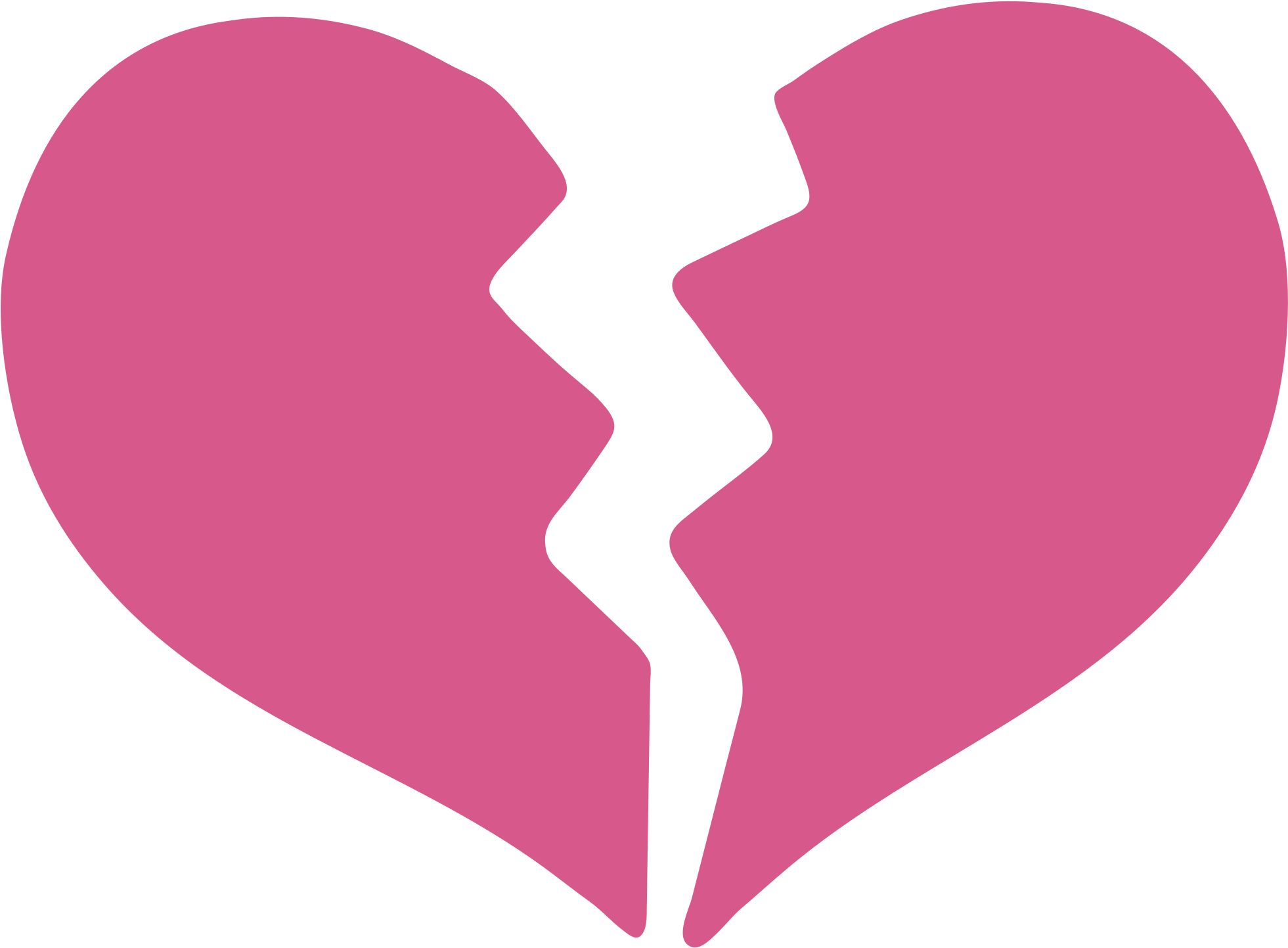 Broken Heart Transparent Isolated Background (salmon, black)