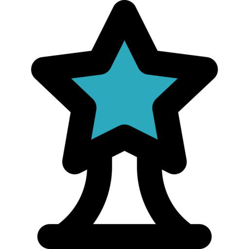 Trophy Star 2 Free Png Icon (black, teal)