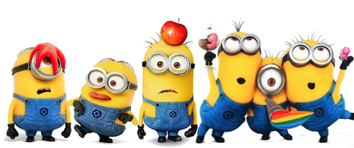 Group Minions Png Background Image (white, black)