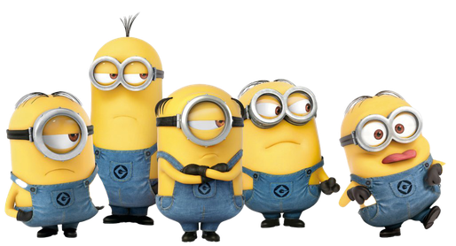 Group Minions Png Image (white, black, salmon)