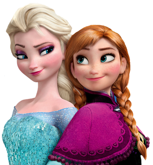 Frozen Anna Elsa Png File (black, purple, pink)