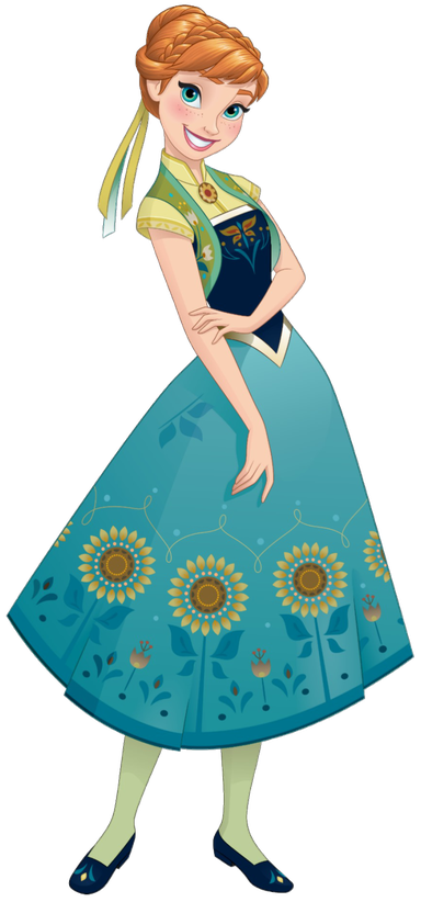 Frozen Anna Transparent Background (black, gray, teal)