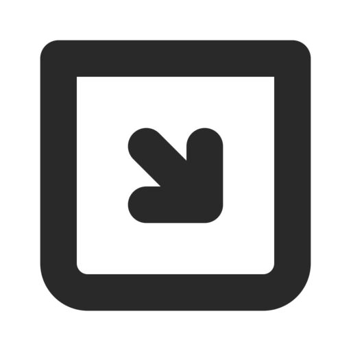 Arrow Bottom Right 3 Square Free Png Icon (black)