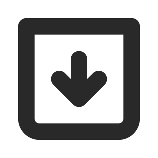 Arrow Down 3 Square Free Png Icon (black)