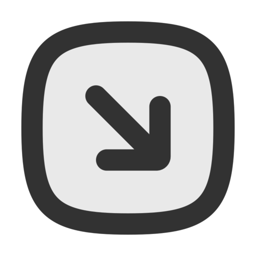 Arrow Down Right Square Free Png Icon (black)