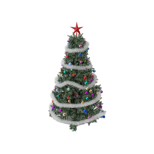 Artificial Christmas Tree Transparent Background (white, green, silver, olive)