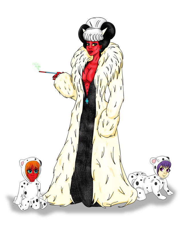 Cruella De Vil Transparent Background (black, white)