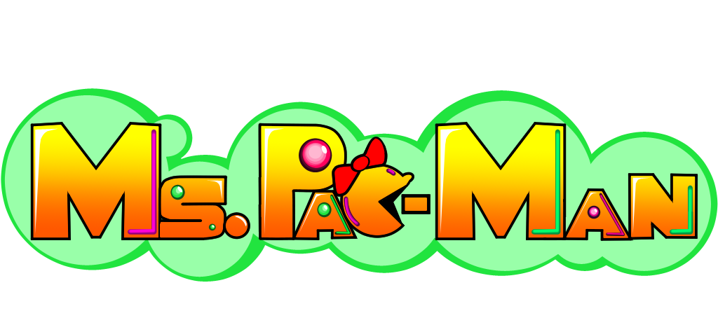 Ms. Pac Man Logo Png File (yellow, white, mint)